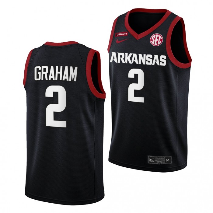 Jalen Graham #2 Arkansas Razorbacks College Basketball 2022 Transfer Jersey Black
