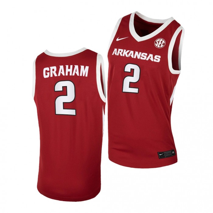 Jalen Graham #2 Arkansas Razorbacks College Basketball Away Jersey 2022 Cardinal