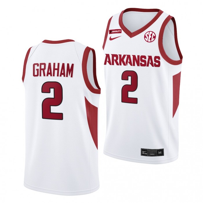 Jalen Graham #2 Arkansas Razorbacks College Basketball Home Jersey 2022 White