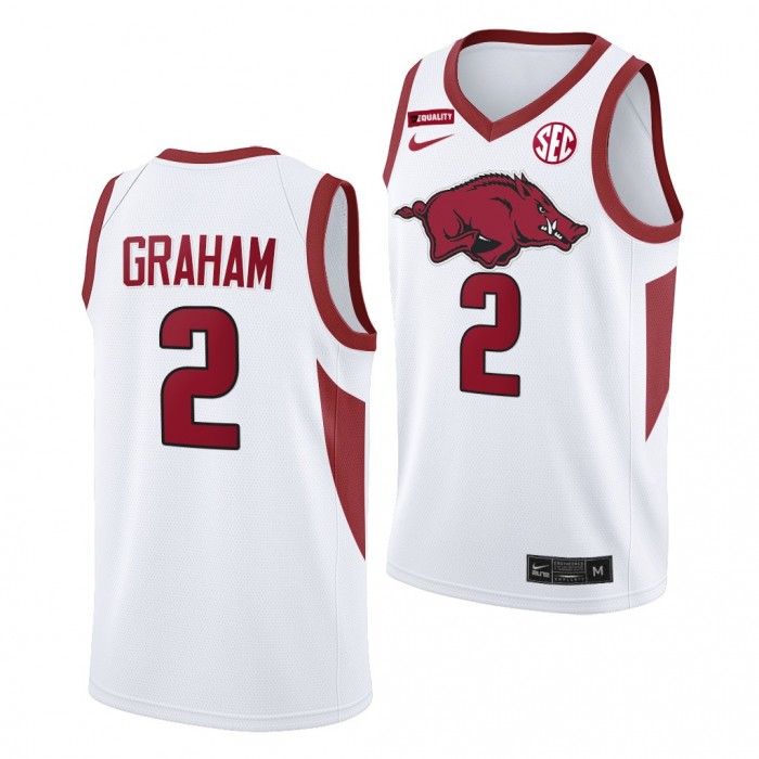 Jalen Graham #2 Arkansas Razorbacks College Basketball Primary Jersey 2022 White