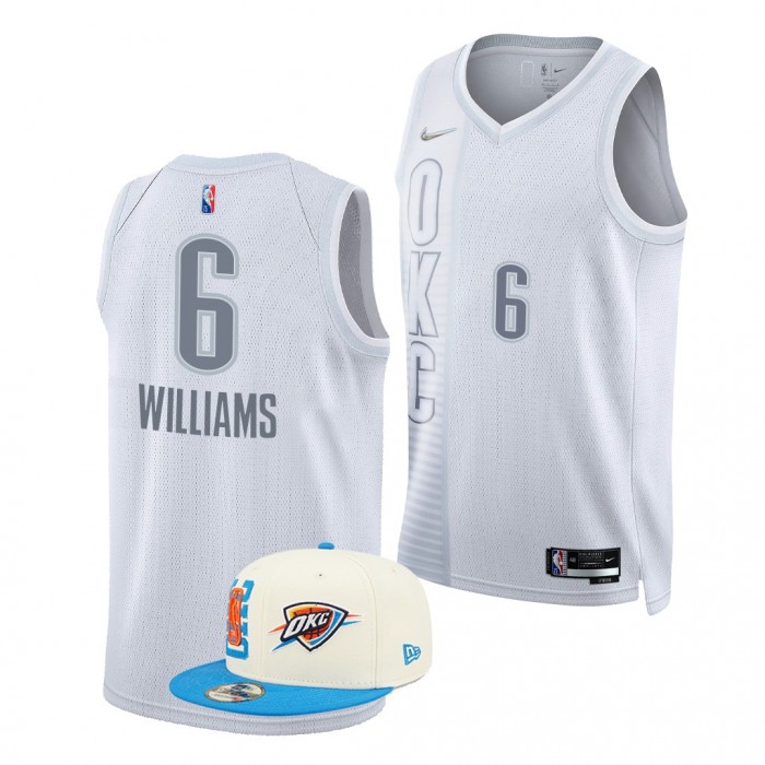 Arkansas Razorbacks Jaylin Williams 2022 NBA Draft Oklahoma City Thunder White City Edition Jersey