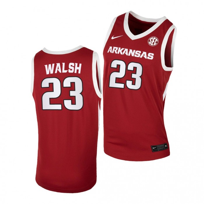 Jordan Walsh 2022-23 Arkansas Razorbacks College Basketball Jersey Cardinal