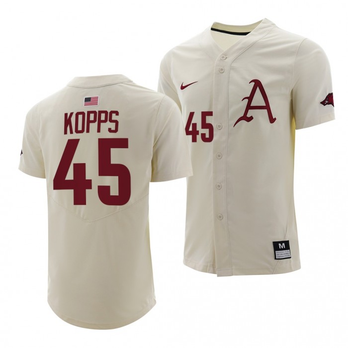 Kevin Kopps Arkansas Razorbacks College Baseball Men Jersey-Natural
