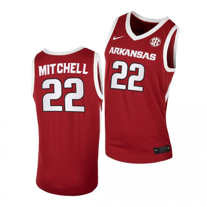Makhel Mitchell 2022-23 Arkansas Razorbacks College Basketball Jersey Cardinal