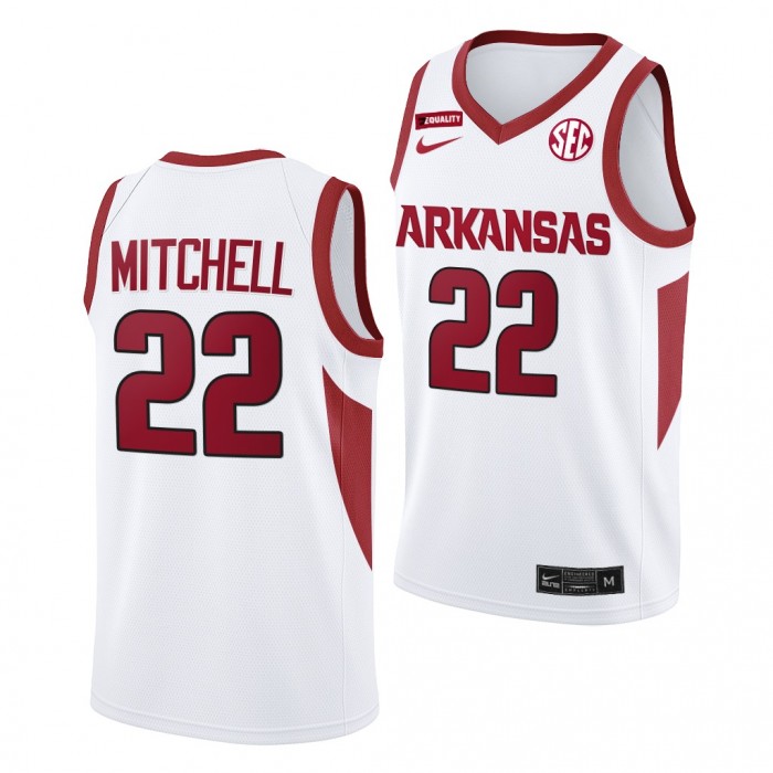Makhel Mitchell Arkansas Razorbacks 2022-23 College Basketball Jersey-White