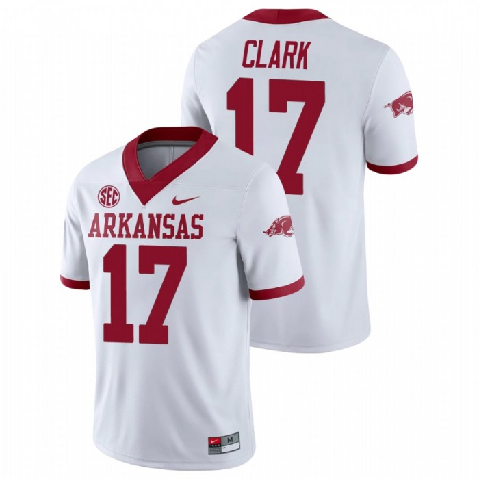 Arkansas Razorbacks Hudson Clark College Football Alternate Game Jersey For Men White