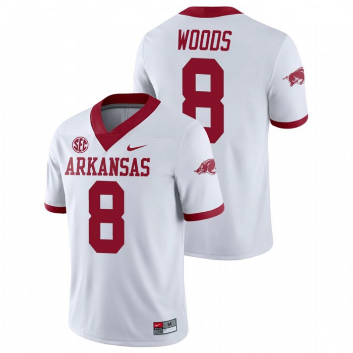 Arkansas Razorbacks Mike Woods College Football Alternate Game Jersey For Men White