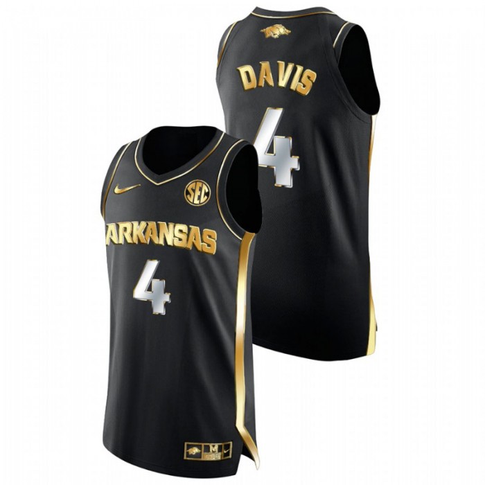 Arkansas Razorbacks Golden Edition Davonte Davis College Basketball Jersey Black Men