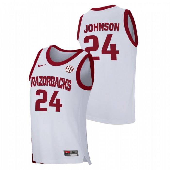 Arkansas Razorbacks Joe Johnson Home 2021 March Madness Jersey White Men