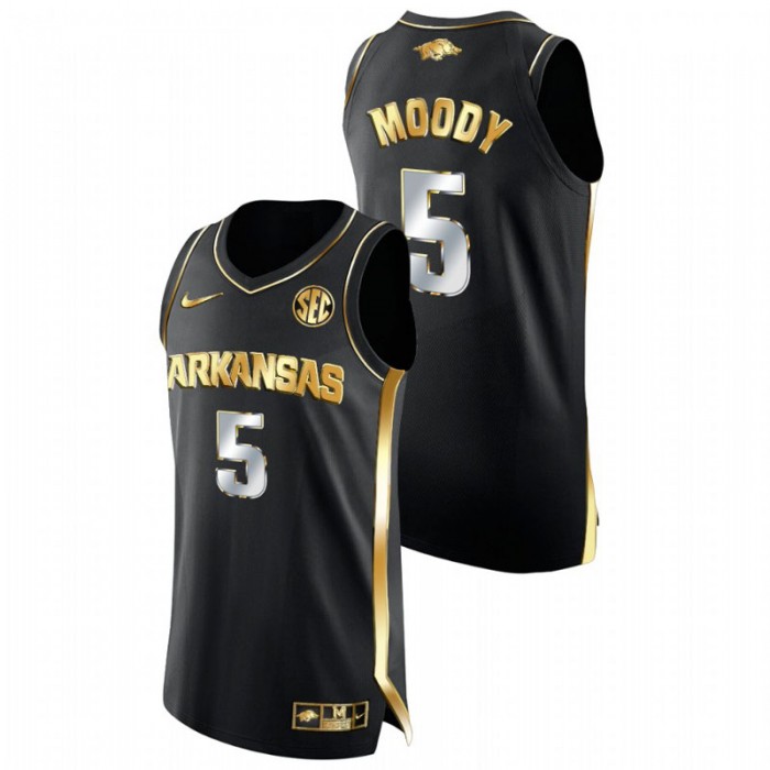 Arkansas Razorbacks Golden Edition Moses Moody College Basketball Jersey Black Men