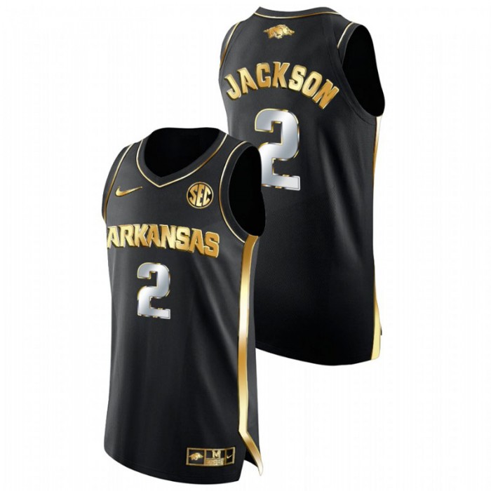 Arkansas Razorbacks Golden Edition Vance Jackson College Basketball Jersey Black Men