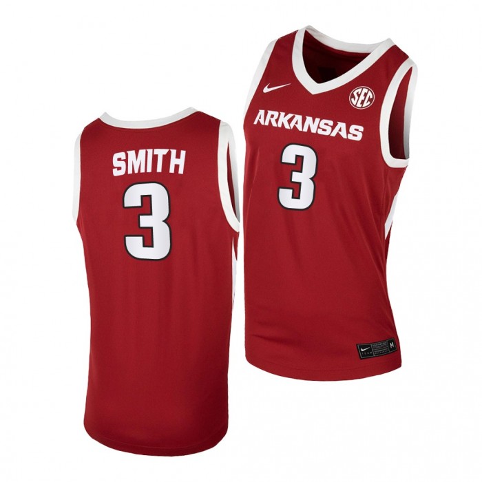 Nick Smith 2022-23 Arkansas Razorbacks College Basketball Jersey Cardinal