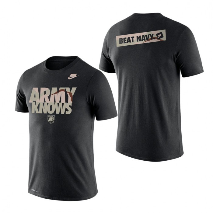 Army Black Knights Rivalry Army Knows 2-Hit Legend T-Shirt Black