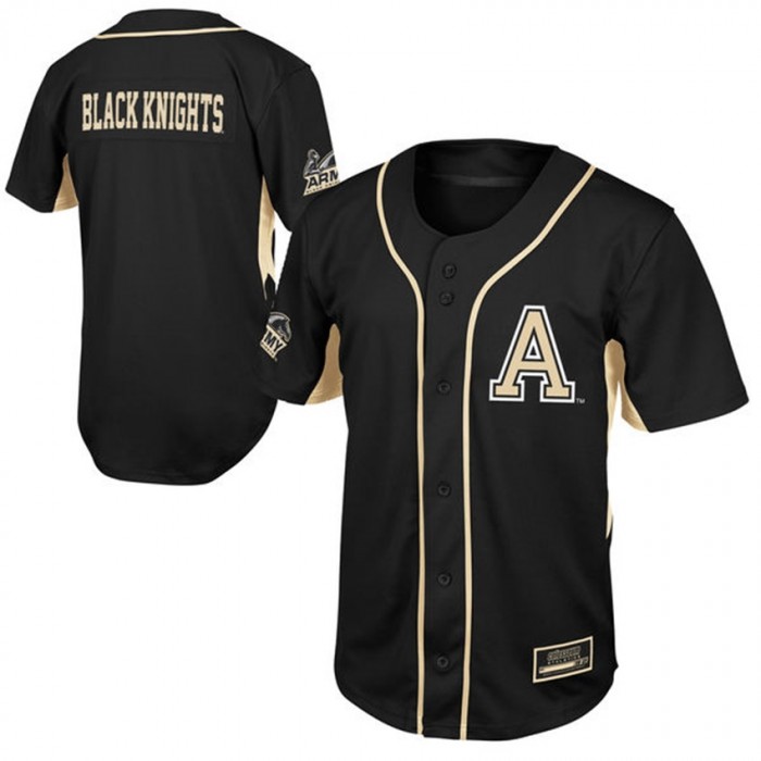 Youth Army Black Knights Black Button-Up Strike Zone Baseball Jersey