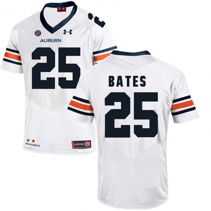 Auburn Tigers #25 White Daren Bates College Football Jersey