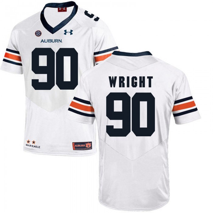 Auburn Tigers #90 White Gabe Wright College Football Jersey
