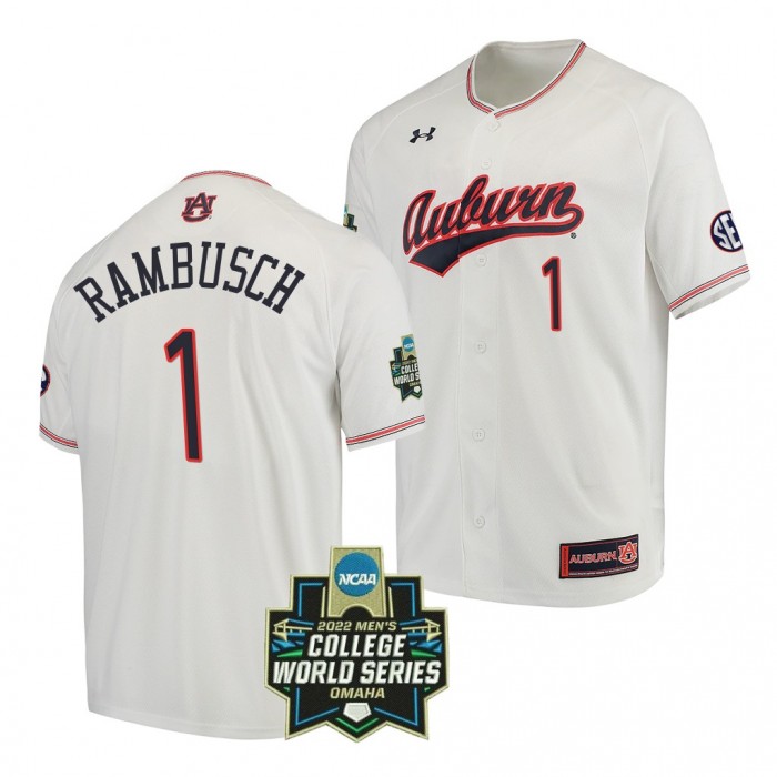 Blake Rambusch Auburn Tigers #1 White 2022 World Series Baseball Jersey