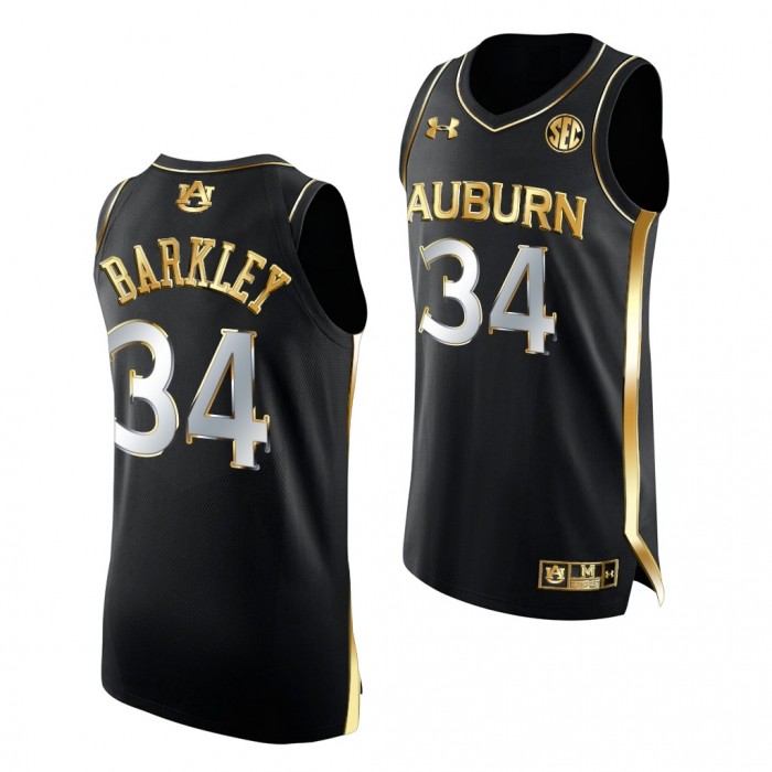 Auburn Tigers Charles Barkley #34 Black Golden Edition Uniform Alumni Basketball Jersey