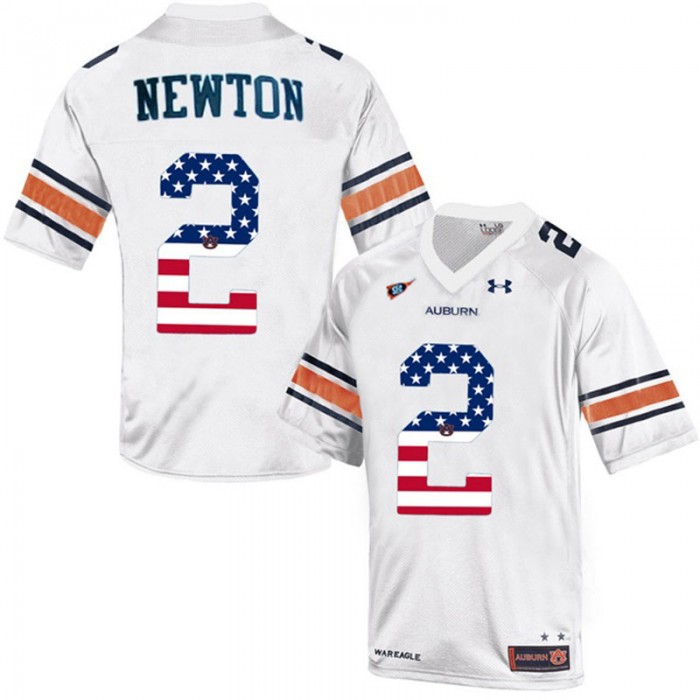 2017 US Flag Fashion Male Auburn Tigers Cam Newton White College Football Throwback Jersey