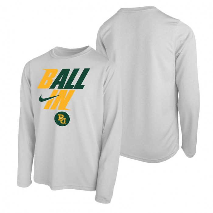 Baylor Bears Nike Youth Ball In Bench Long Sleeve T-Shirt White