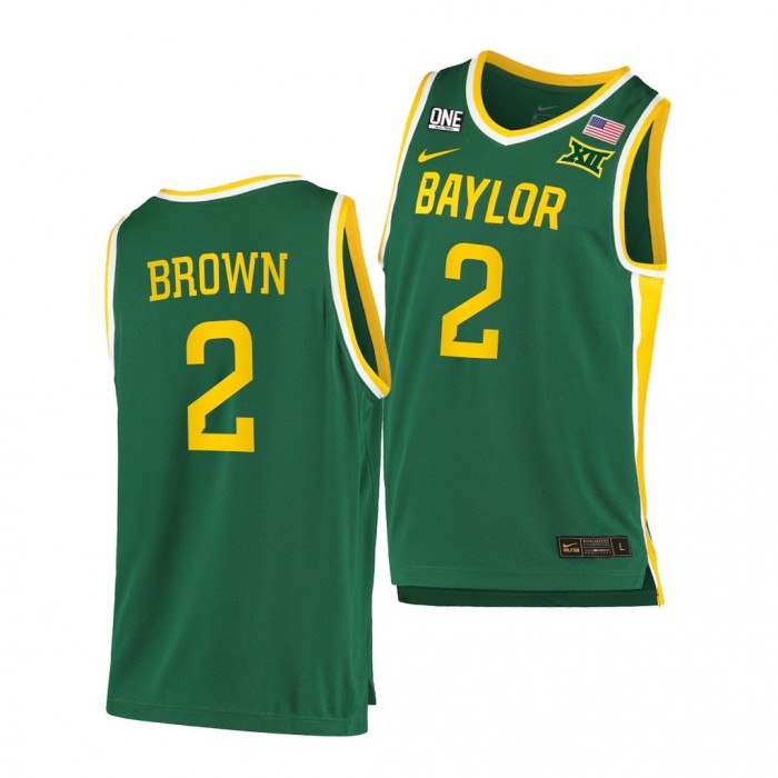 Baylor Bears Kendall Brown #2 Green Replica Jersey 2021-22 College Basketball