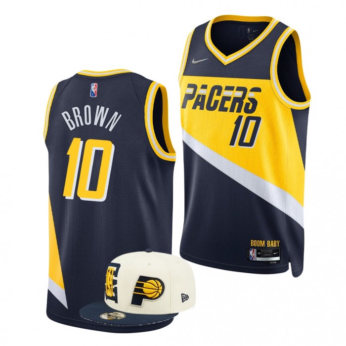 Baylor Bears Kendall Brown 2022 NBA Draft Indiana Pacers Navy City Edition Jersey