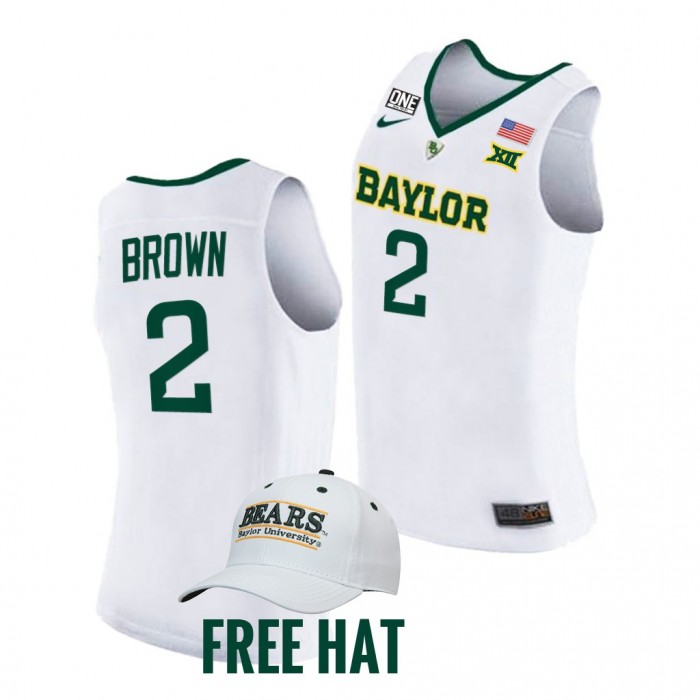 Kendall Brown #2 Baylor Bears 2021-22 College Basketball Replica White Jersey