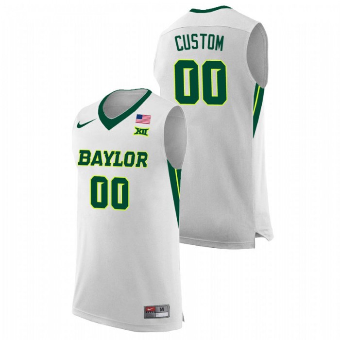 Baylor Bears College Basketball Custom Replica Jersey White For Men