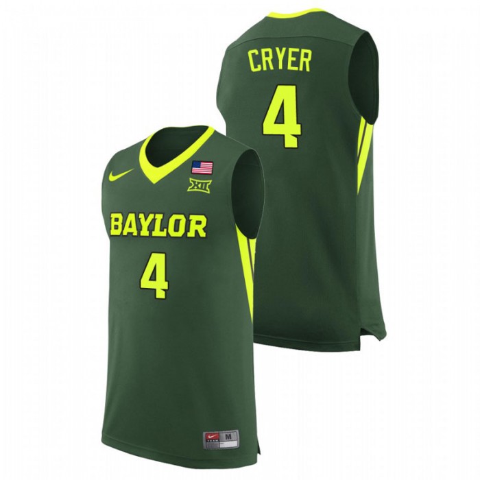 Baylor Bears L.J. Cryer College Basketball Replica Jersey Green For Men