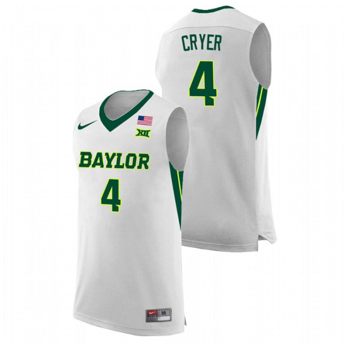 Baylor Bears College Basketball L.J. Cryer Replica Jersey White For Men