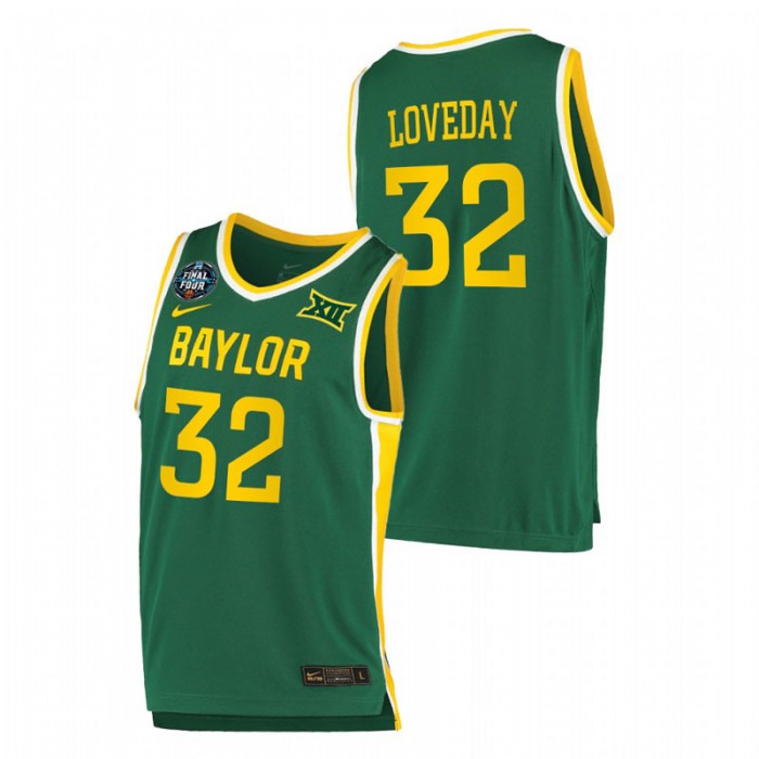 Baylor Bears March Madness Final Four Zach Loveday Basketball Jersey Green For Men