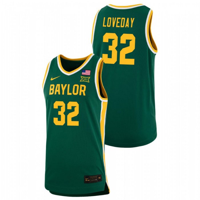 Baylor Bears Zach Loveday Replica Basketball Jersey Green For Men
