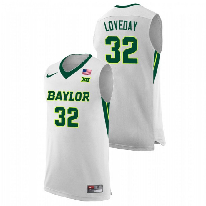 Baylor Bears College Basketball Zach Loveday Replica Jersey White For Men