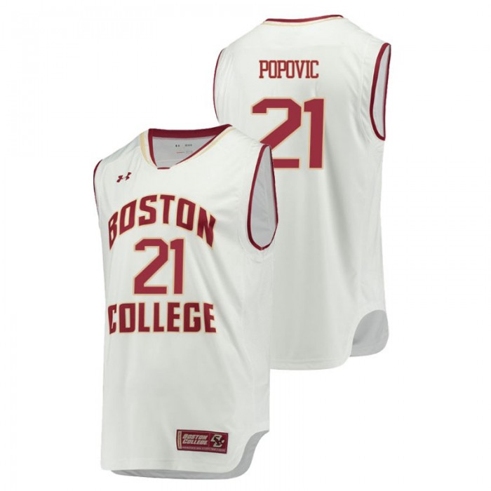 Boston College Eagles College Basketball White Nik Popovic Replica Jersey