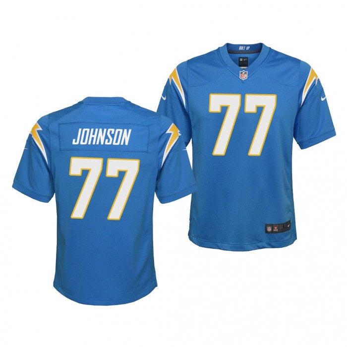 2022 NFL Draft Zion Johnson Jersey Los Angeles Chargers Powder Blue Game