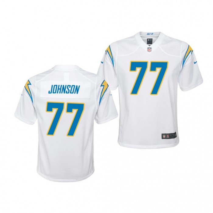 Zion Johnson #77 Los Angeles Chargers 2022 NFL Draft White Youth Game Jersey Boston College Eagles
