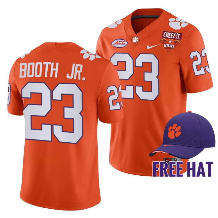 Clemson Tigers Andrew Booth Jr. 2021 Cheez-It Bowl Orange CFP Jersey Free Hat