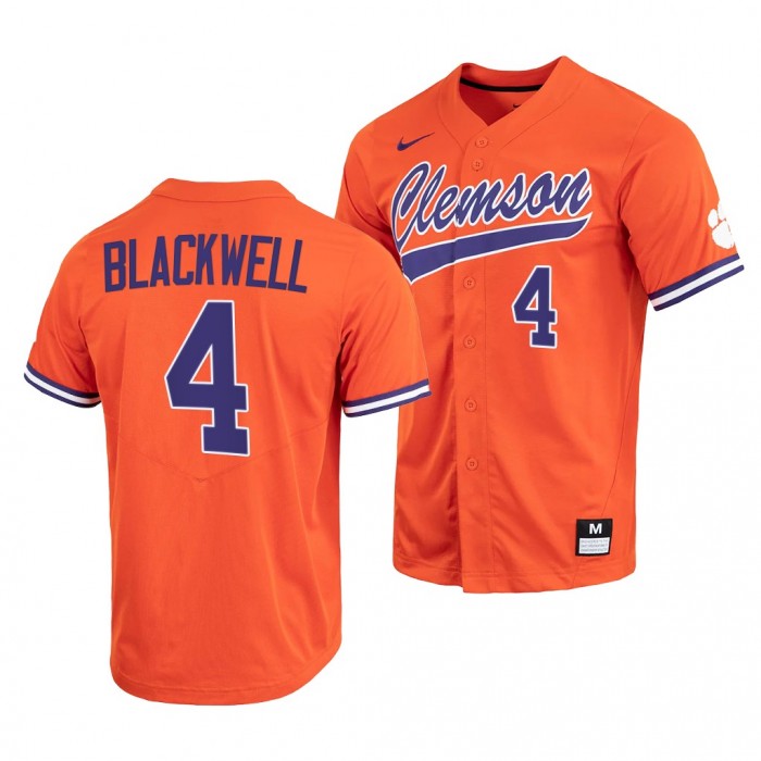 Clemson Tigers Orange College Baseball Benjamin Blackwell Men Jersey