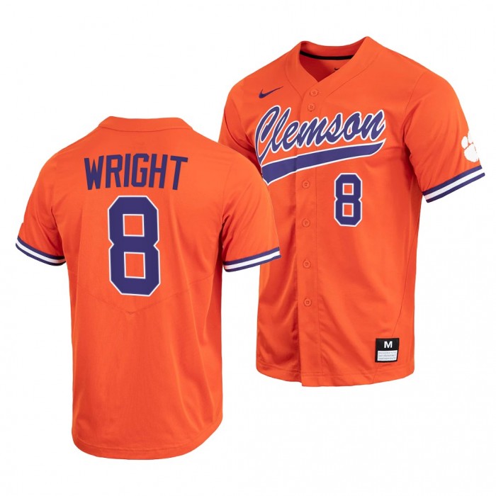 Clemson Tigers Orange College Baseball Blake Wright Men Jersey