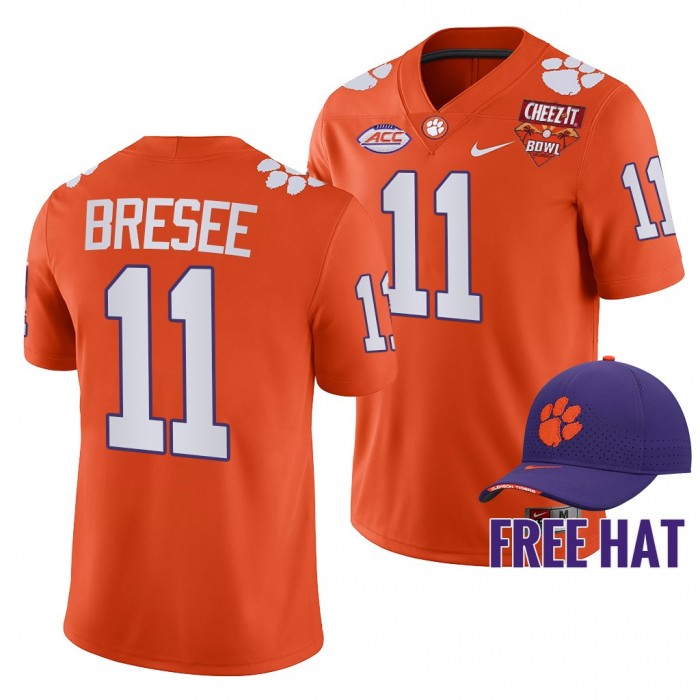Clemson Tigers Bryan Bresee 2021 Cheez-It Bowl Orange CFP Jersey Free Hat