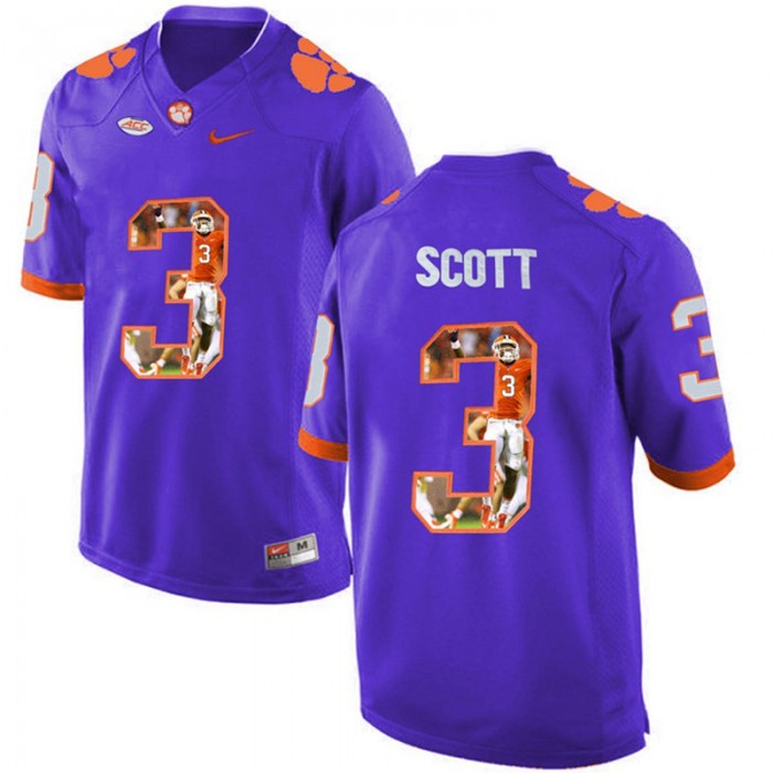Clemson Tigers Artavis Scott Purple NCAA Football Limited Jersey Printing Player Portrait