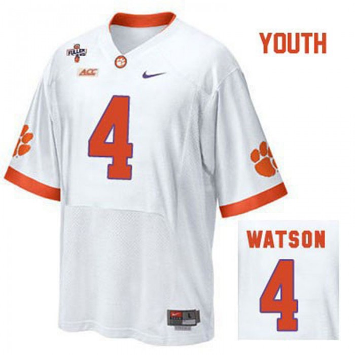 Clemson Tigers #4 Deshaun Watson White Football Youth Jersey