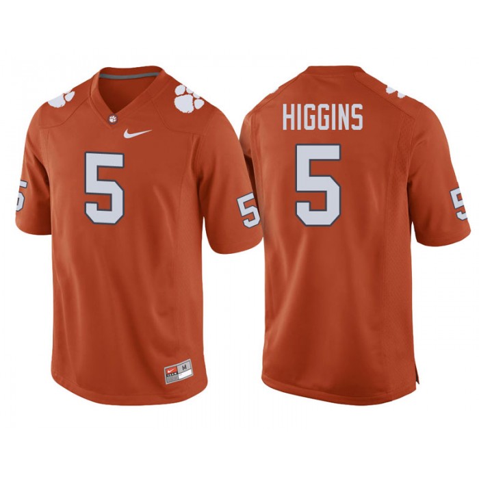 Clemson Tigers #5 Orange College Football Tee Higgins Player Performance Jersey