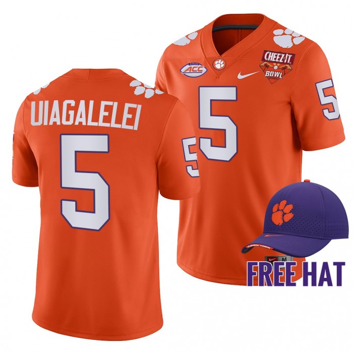 Clemson Tigers DJ Uiagalelei 2021 Cheez-It Bowl Orange CFP Jersey Free Hat