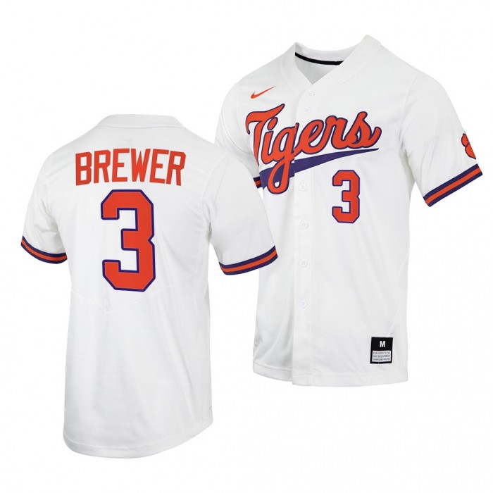 Dylan Brewer Clemson Tigers 2022 College Baseball Men Jersey-White