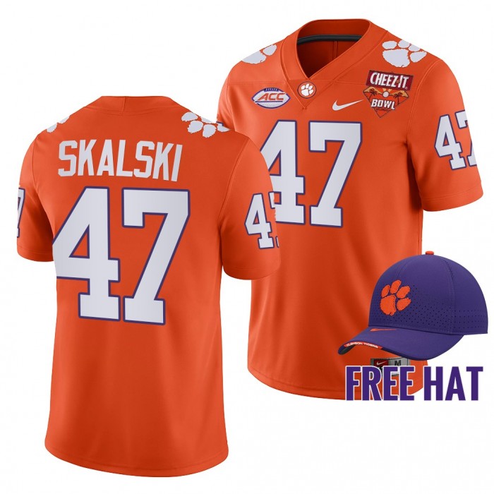 Clemson Tigers James Skalski 2021 Cheez-It Bowl Orange CFP Jersey Free Hat