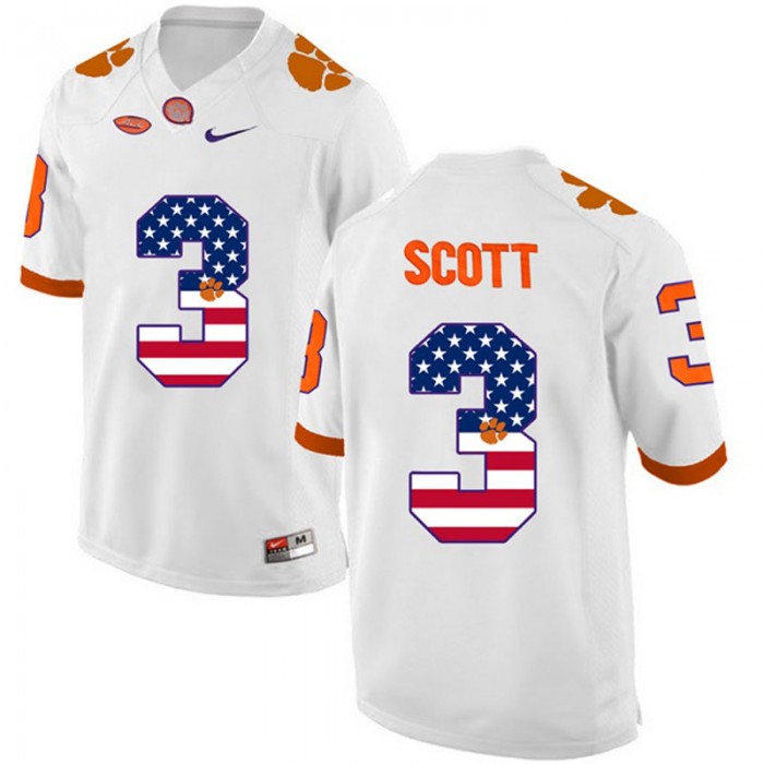 2017 US Flag Fashion Male Clemson Tigers Artavis Scott White College Football Limited Jersey