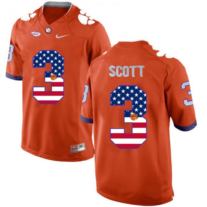 Male Artavis Scott Clemson Tigers Orange NCAA Football US Flag Fashion Jersey