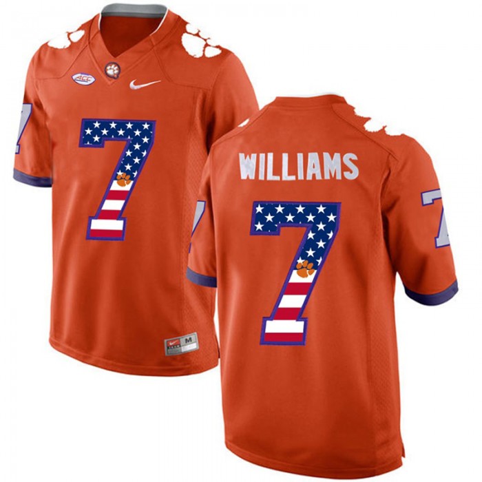 Male Mike Williams Clemson Tigers Orange NCAA Football US Flag Fashion Jersey