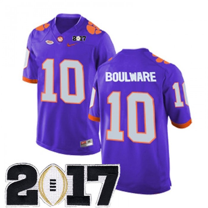 Male Clemson Tigers #10 Ben Boulware Purple NCAA 2017 National Championship Bound Limited Jersey